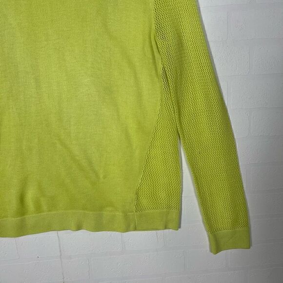 Cabi Womens Yellow Split Back Pullover Long Sleeve Mesh Sweater Size M - Picture 3 of 12